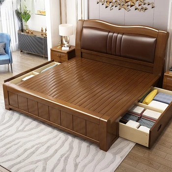 2023 Горячая Распродажа Китай Производитель Современная Мебель Для Спальни Деревянный Каркас Кровати Размера 