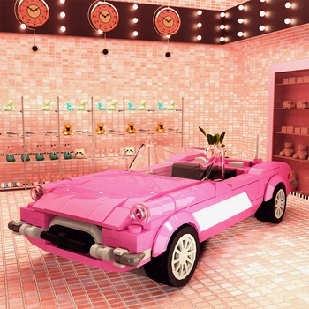 Gobricks MOC Знаменитый набор строительных блоков для шоссейных гонок City Pink Speed Модель спортивного автомобиля Развивающие кирпичные игрушки для детей Подарок МАЛЬЧИКУ