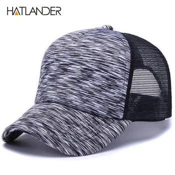 [HATLANDER] Регулируемые полосатые бейсболки для мужчин и женщин летняя солнцезащитная шляпа solid snapback casquette gorras mesh изогнутая кепка дальнобойщика