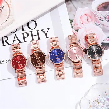 Ladies Temperament Luminous Steel Band Glass Alloy Quartz Watch reloj para mujer часы женские наручные montres femmes