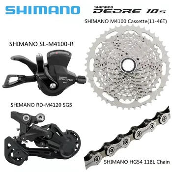 SHIMANO 10 speed Groupset DEORE M4100 включает в себя M4100 Рычаг Переключения передач M4120/M5120 Кассета заднего переключателя Передач42/46 CN-HG54 Запчасти для велосипеда с цепью