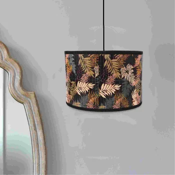 Бамбуковый абажур с принтом, Винтажный Барабанный Подвесной светильник, Абажур для ламп, Крышка лампы, Аксессуар для люстры, Подвесной светильник на потолке