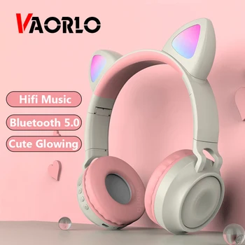 Беспроводные наушники VAORLO HIFI Music Fashion Cute Girl Bluetooth 5.0 Наушники Складные Умные Шумоподавляющие светящиеся гарнитуры для детей
