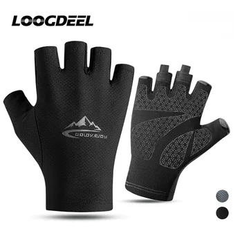 Велосипедные перчатки LOOGDEEL с полупальцами, нескользящие дышащие перчатки для бега, рыбалки, шелк льда, солнцезащитные перчатки для женщин, мужчин