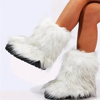 Женская обувь в продаже, Новинка 2023 года, Женские ботинки с рукавами, Зимние Однотонные Зимние ботинки с круглым носком Средней длины на низком каблуке, Zapatillas De Mujer