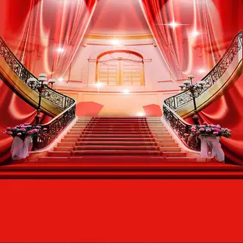 Красная ковровая дорожка, занавес для лестничного холла, сияющий свадебный фон, фоны для фотосъемки вечеринок