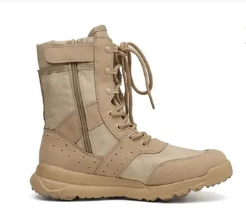 Летние дышащие мужские и женские армейские ботинки, военные тактические страйкбольные пейнтбольные ботинки с боковой молнией, мужские армейские ботильоны в пустыне