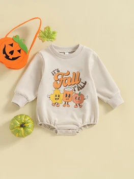 Милый детский костюм на Хэллоуин с толстовкой с принтом тыквы, ползунками и уютными зимними пуловерами для маленьких мальчиков или девочек