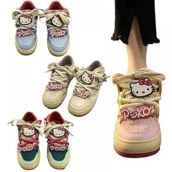 Модная Женская Обувь Hello Kitty; Сезон осень-зима; Kawaii Sanrio HelloKitty; Универсальная Спортивная Обувь с рисунком Аниме; Новая Обувь для Крикета с героями мультфильмов
