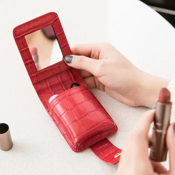 Модная Портативная косметичка Женская Креативная с зеркалом для макияжа, красный конверт, мини-сумка для хранения, Портмоне для монет