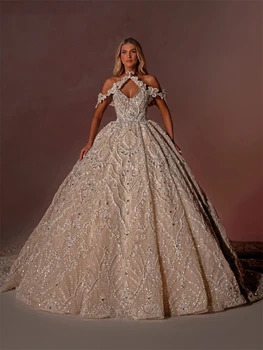 Модные винтажные свадебные платья из тяжелого бисера и хрусталя Принцесса С открытыми плечами Свадебные бальные платья на заказ Vestidos De Novia