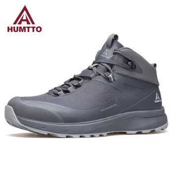 Мужские ботинки на платформе HUMTTO, водонепроницаемые рабочие резиновые ботильоны для мужчин, зимние черные кроссовки, роскошная дизайнерская рабочая защитная обувь