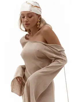 Облегающее Французское сексуальное длинное платье с открытой спиной, вязаное тонкое, Осень / Зима 2023, Европейская и американская модная одежда для стриптизеров
