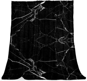 Плюшевое одеяло, теплые уютные одеяла из мягкой микрофибры с черно-белым мраморным рисунком