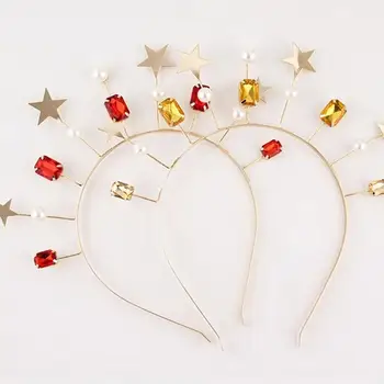 Повязки на голову в форме звезды из сплава с жемчужным декором, блестящие повязки на голову для женщин, повязка на голову для свадебной вечеринки