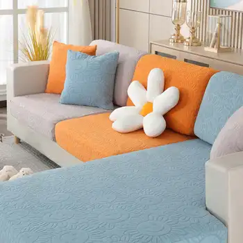 Подсолнух Жаккардовый Флисовый чехол для диванной подушки Эластичный Моющийся Съемный Чехол Для дивана Защита мебели
