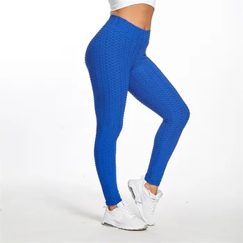 Пузырь жаккардовые брюки с высокой талией штаны для йоги дышащий хип-лифтинг спорта фитнес для похудения обтягивающие леггинсы для женщин