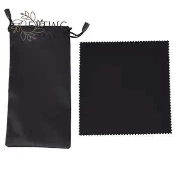 Черная сумка-футляр для солнцезащитных очков Сумка на шнурке из микрофибры Пылезащитный чехол Карманные очки Сумка для переноски Портативный контейнер для очков