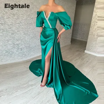 Элегантное вечернее платье Eightale с V-образным вырезом и открытыми плечами, расшитое стразами, с высоким разрезом сбоку, платье Русалки для выпускного вечера
