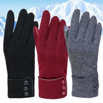 1 Пара женских зимних перчаток с сенсорным экраном, осенние теплые перчатки, варежки для вождения, Лыжные ветрозащитные перчатки