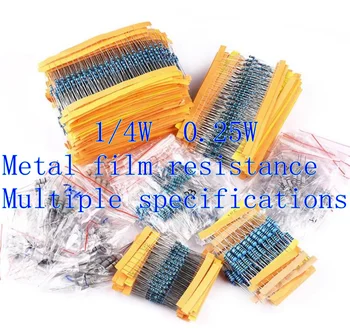 {100шт} 1/4 Вт металлический пленочный резистор 1 Ом/10R/100R/1K/10K/100K/1M/200R/20K/2.2K/3K/2.2R/22R/510R/5.1K/4.7R/4.7K/470K/330R
