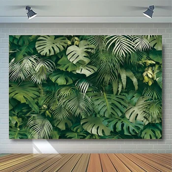 1шт 150 см *100 см Тропические Джунгли Зеленый Лист Фотографии Фоновая Ткань