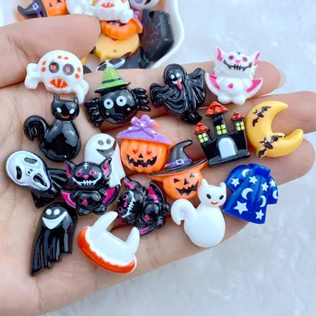 20шт 3D-ногтей из смолы, Милая мультяшная Коллекция на Хэллоуин, Детали для ногтей, Аксессуары, Украшения для ногтей Kawaii DIY