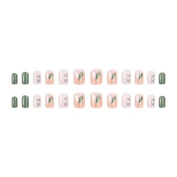 24шт Балетные Искусственные Ногти Милые Накладные Ногти с Полным Покрытием для Начинающих Практиковать Нейл-арт