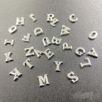 26шт мини-буквенных брелоков для дизайна ногтей 3D металлический золотисто-серебристый алфавит, инкрустированный блестящими бриллиантовыми стразами AB для украшения ногтей DIY