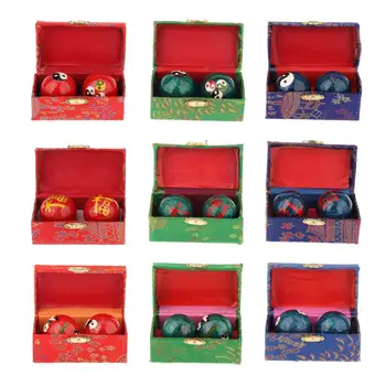 2x Массажные Мячи с Коробкой Для Хранения Китайские Мячи Для Упражнений Китайские Мячи Баодин Китайские Мячи Для Здоровья для Родителей Пожилых Детей