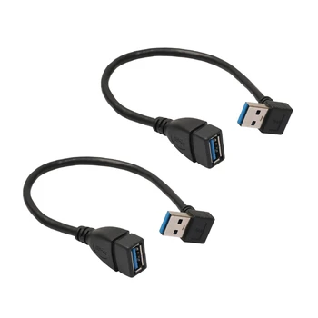 2X Удлинительный кабель USB 3.0 под прямым углом 90 градусов, переходный шнур от мужчины к женщине, 20 см