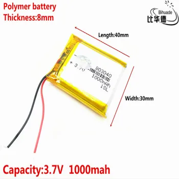 3,7 В 1000 мАч 803040 Литий-Полимерный Li-Po литий-ионный Аккумуляторные батареи для Mp3 MP4 MP5 GPS мобильный Bluetooth