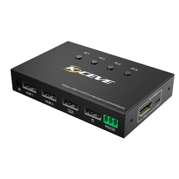 4K HDMI KVM Переключатель 4 Порта USB KVM HDMI Переключатель 4x1 4Kx2K/60HZ HDCP 2.2 с Настольным Контроллером для ТВ ПК Ноутбука
