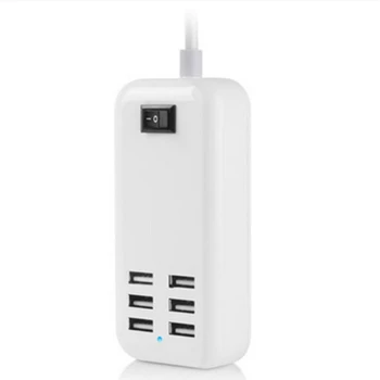 6 USB-Портов Зарядное Устройство Для Телефона Концентратор 10 Вт 2A Настольная Розетка Удлинитель для Зарядки Адаптера Питания для EU Plug