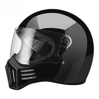 S-2XL Ярко-Черный Шлем Для Мотокросса С Защитой От Падения, Износостойкие Принадлежности Для Мотоциклов, Дышащая Защита Головы, Байкерский Шлем С Полным Лицом