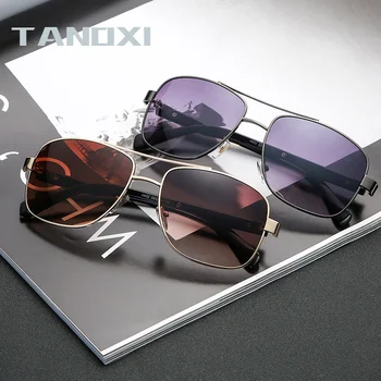 TANOXI Модные ретро Поляризованные прямоугольные солнцезащитные очки в металлической оправе, очки для мужчин и женщин, очки для вождения, рыбалки, Goggle UV400