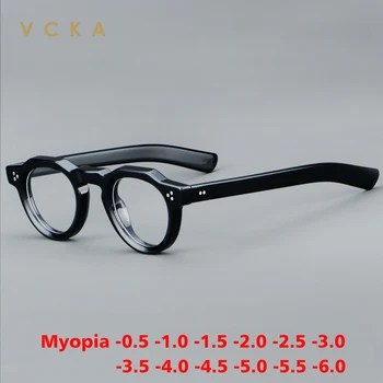 VCKA 2024 Новая Винтажная Ацетатная оправа для очков от близорукости Мужчины Женщины Очки по индивидуальному рецепту Ретро Роскошные очки -0,5 до -10