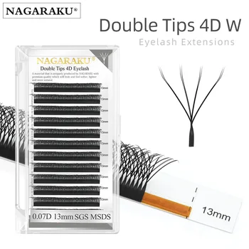 Автоматическое цветение NAGARAKU W Shape Bloom double tips 4D W Готовые Веера Для наращивания ресниц Индивидуальные ресницы полной плотности