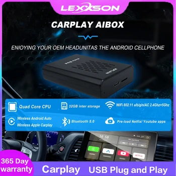 Автомобильный Мультимедийный плеер CarPlay AI Android Box USB Quad Core 2 + 32G Wireless CarPlay Android 11 Auto Имеет заводскую проводную систему CarPlay