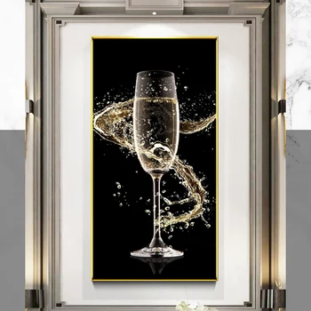 БЕСКОРЫСТНО-Роскошная картина на холсте с шампанским, современные настенные рисунки в золотых бокалах, плакаты для гостиной, домашний декор