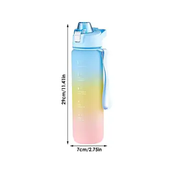 Бутылка для воды для спортзала Градиентный цветной указатель времени Мотивационная бутылка для воды с запирающейся крышкой 34 унции Герметичная большая спортивная бутылка для питья