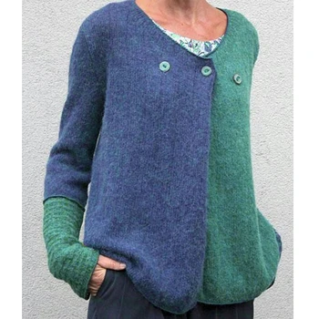 Винтажные вязаные свитера, женская осенняя мода, свободные пуговицы с V-образным вырезом, свитер