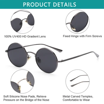 Винтажные круглые солнцезащитные очки для мужчин и женщин, солнцезащитные очки в стиле стимпанк, круглые очки с защитой от ультрафиолета