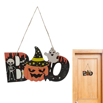 Вывеска Boo в виде тыквы, дверной декор, приветственный знак на входной двери, Деревенская подвесная доска, украшения для входной двери дома с привидениями, крыльцо