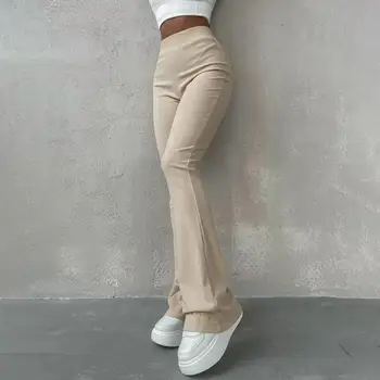 Женские брюки Женские брюки для йоги с высокой эластичной талией и расклешенным низом из мягкой теплой ткани для повседневных спортивных брюк на осень зиму