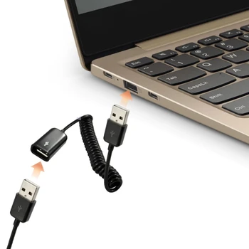 Кабель-адаптер USB 2.0 от мужчины к женщине в виде спирали, 1 м/3,2 фута, Пружинный телескопический удлинитель, шнур для зарядки