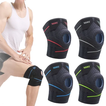 Компрессионный бандаж для поддержки колена, эластичный наколенник, пружины для фиксации в тренажерном зале, баскетбол, Волейбол, велоспорт, бег.