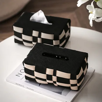 Коробка для тканых салфеток в скандинавском стиле, высококачественная кожаная коробка для бумаги на присоске, домашняя гостиная, журнальный столик, спальня, коробка для бумаги для вытирания рук