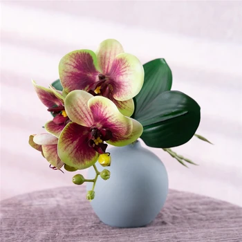 Короткая ветка, Лист мягкой ленты, Маленькая имитация орхидеи, Украшение для дома, Арабская свекровь, Искусственный цветок, CL0905