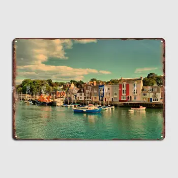 Красивый плакат Weymouth Old Harbour в графстве Дорсет, Великобритания, Металлическая табличка, настенная роспись, дизайн клуба, жестяная вывеска, плакат